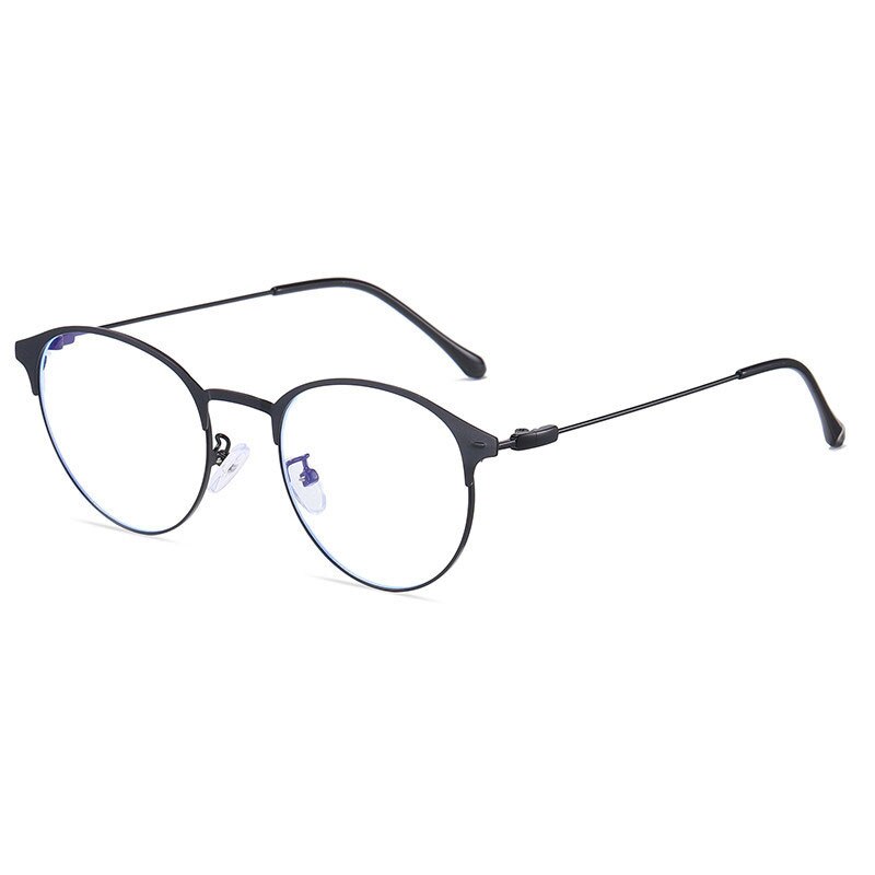 Hotony Unisex Full Rim Round Browline Acetate Alloy Eyeglasses Zy9811 Full Rim Hotony SHINNY BLACK