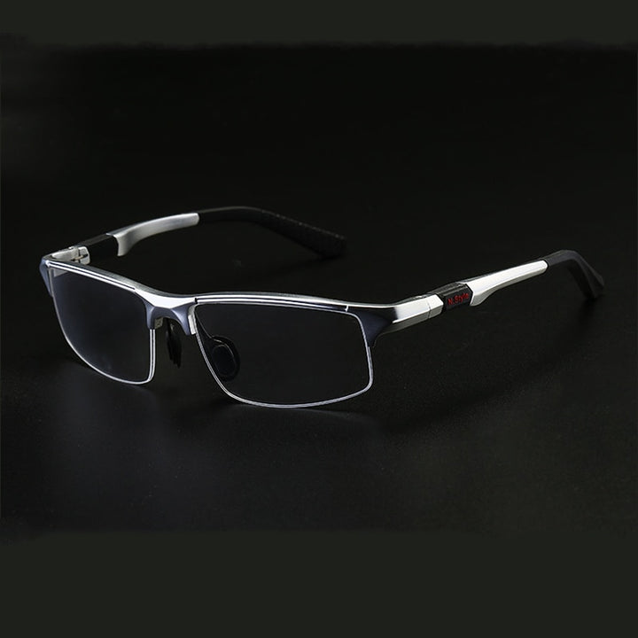 Yimaruili Men's Semi Rim Aluminum Magnesium Rectangular Frame Eyeglasses Y3121 Semi Rim Yimaruili Eyeglasses