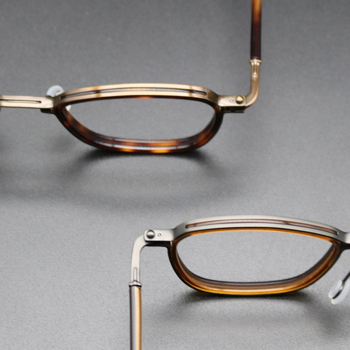 Gatenac Unisex Full Rim Square Acetate Titanium Frame Eyeglasses Gxyj544 Full Rim Gatenac