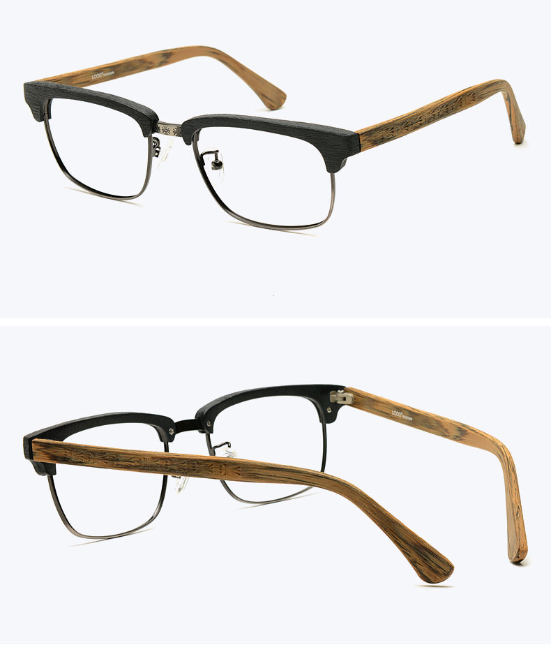 Hdcrafter Men's Full Rim Square Wood Titanium Frame Eyeglasses Ta12321 Full Rim Hdcrafter Eyeglasses