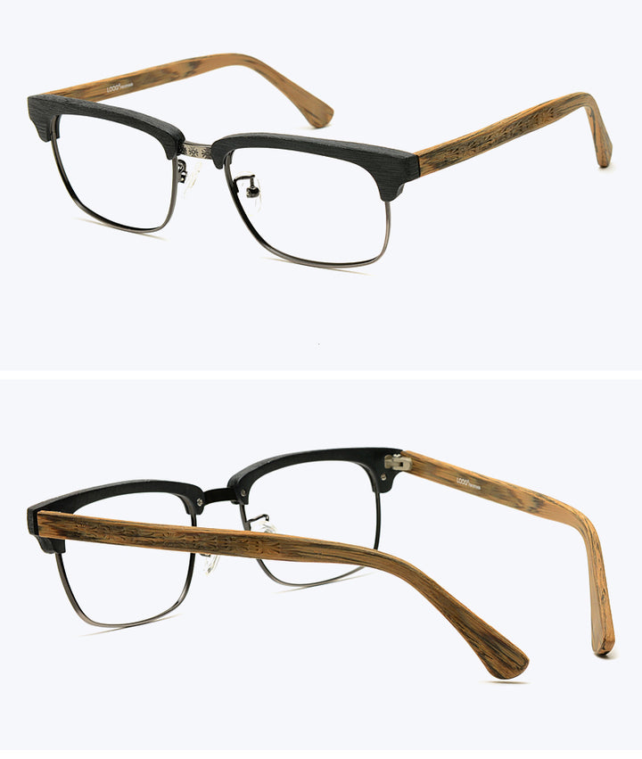 Hdcrafter Men's Full Rim Square Wood Titanium Frame Eyeglasses Ta12321 Full Rim Hdcrafter Eyeglasses