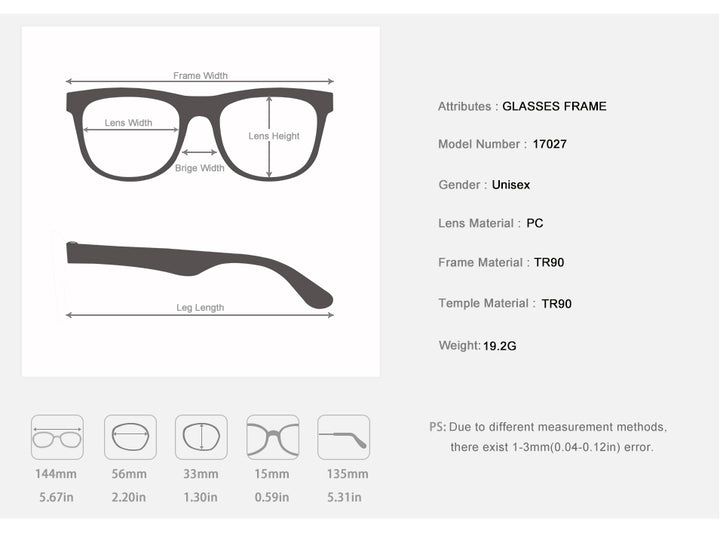 Hdcrafter Men's Semi Rim Rectangle TR 90 Sports Frame Eyeglasses 7027 Full Rim Hdcrafter Eyeglasses