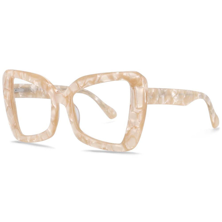 CCspace Unisex Full Rim Oversized Square Cat Eye Acetate Frame Eyeglasses 54066 Full Rim CCspace Gold