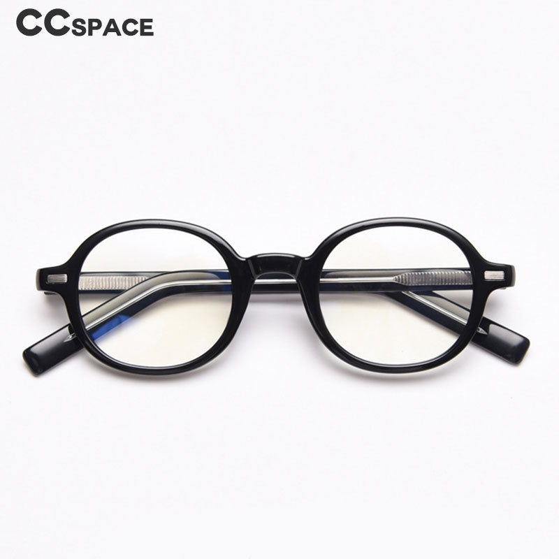 CCspace Unisex Full Rim Oval Tr 90 Titanium Frame Acetate Leg Eyeglasses 49828 Full Rim CCspace
