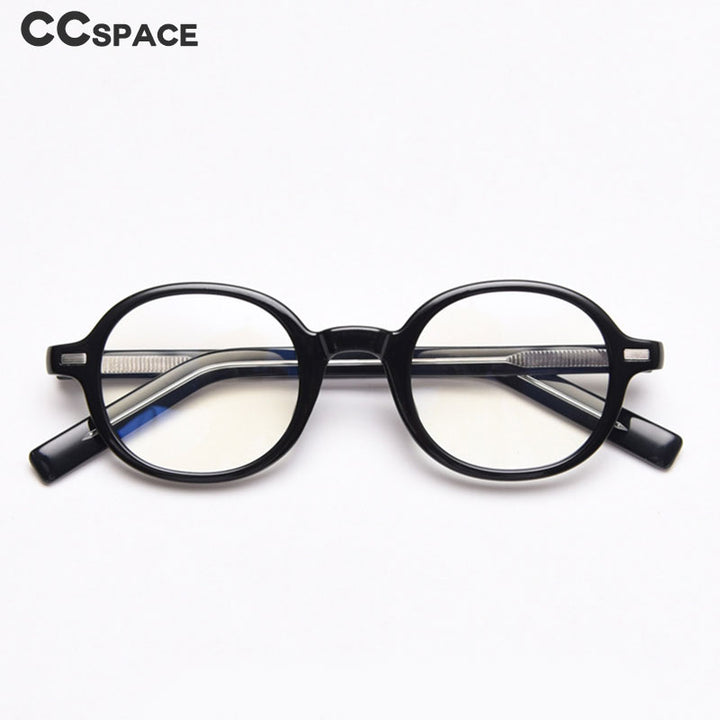 CCspace Unisex Full Rim Oval Tr 90 Titanium Frame Acetate Leg Eyeglasses 49828 Full Rim CCspace