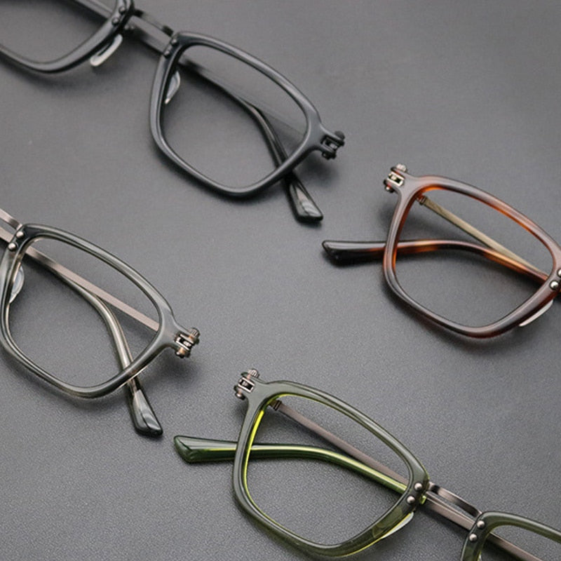 Gatenac Unisex Full Rim Square Titanium Acetate Frame Eyeglasses Gxyj694 Full Rim Gatenac