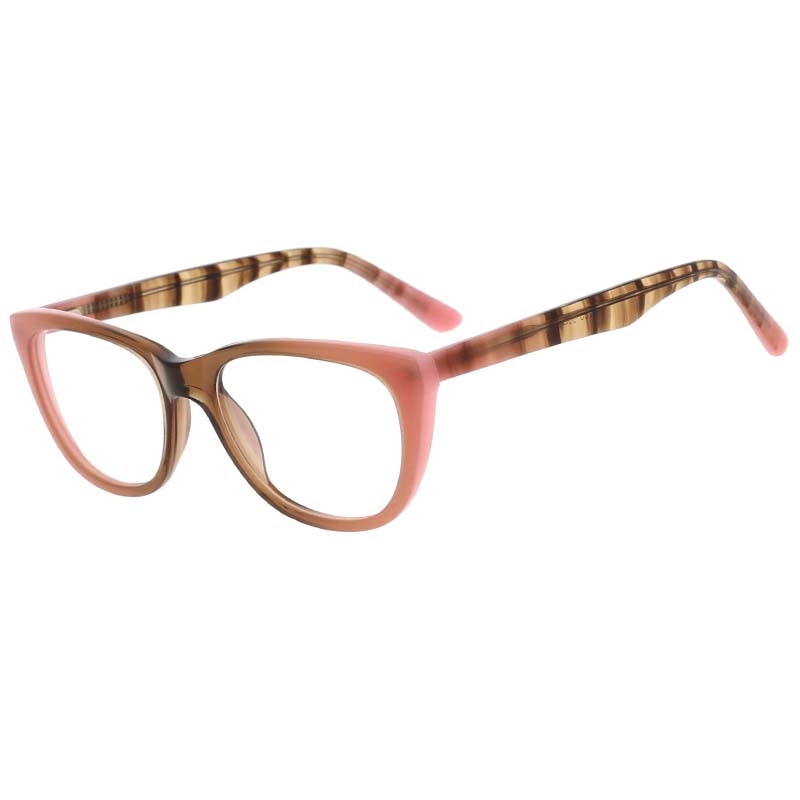 CCspace Unisex Full Rim Oval Cat Eye Acetate Frame Eyeglasses 53408 Full Rim CCspace Orange
