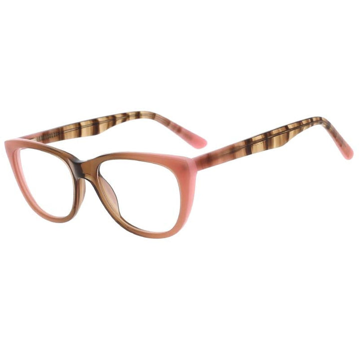 CCspace Unisex Full Rim Oval Cat Eye Acetate Frame Eyeglasses 53408 Full Rim CCspace Orange