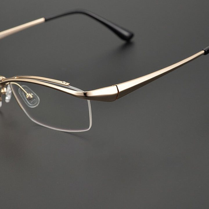 Muzz Men's Semi Rim Square Titanium Flip Up Frame Eyeglasses 18019 Semi Rim Muzz