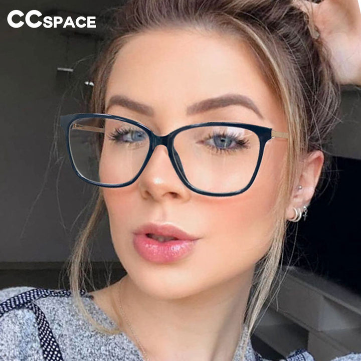 CCspace Unisex Full Rim Square Cat Eye Tr 90 Titanium Frame Eyeglasses 48152 Full Rim CCspace