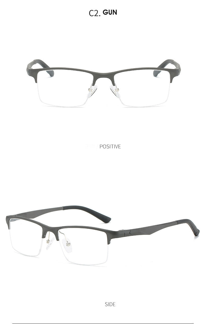 Hdcrafter Men's Semi Rim Square Titanium Alloy Frame Eyeglasses P6329 Semi Rim Hdcrafter Eyeglasses
