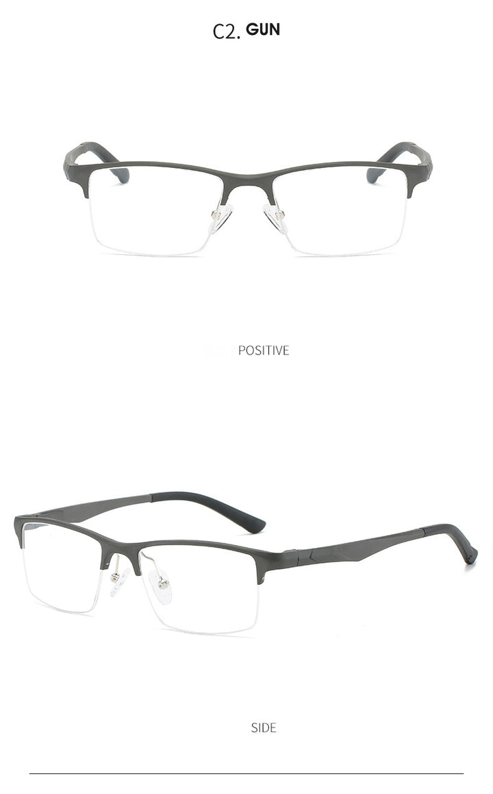 Hdcrafter Men's Semi Rim Square Titanium Alloy Frame Eyeglasses P6329 Semi Rim Hdcrafter Eyeglasses