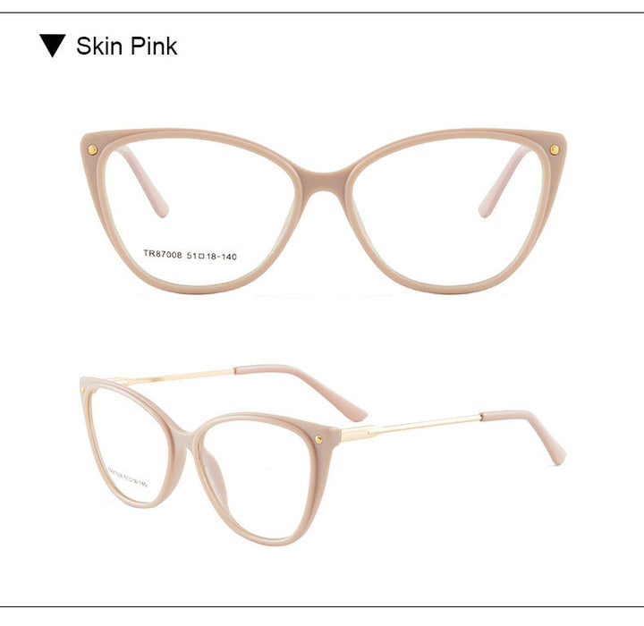 Hotony Woman's Full Rim Cat Eye TR 90 Resin Alloy Frame Eyeglasses 7008 Full Rim Hotony