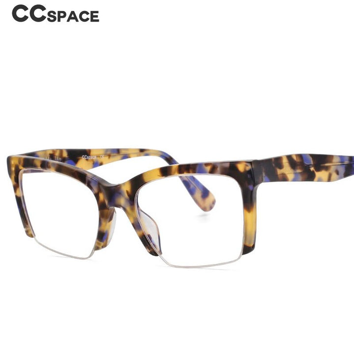 CCspace Unisex Semi Rim Square Acetate Frame Eyeglasses 49409 Semi Rim CCspace