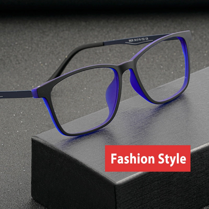 Hotony Unisex Full Rim Square TR 90 Resin B Titanium Frame Eyeglasses 9828 Full Rim Hotony