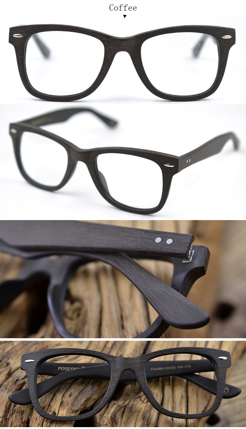 Hdcrafter Men's Full Rim Round Square Handcrafted Wood Frame Eyeglasses Ps6099 Full Rim Hdcrafter Eyeglasses