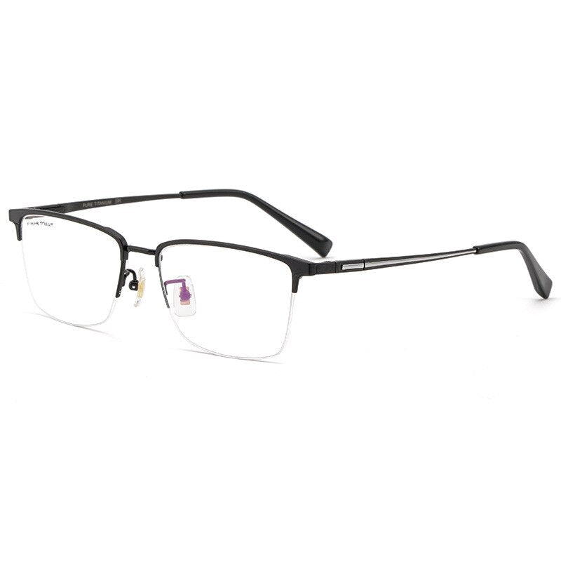 Yimaruili Men's Semi Rim Titanium Frame Eyeglasses 226186 Semi Rim Yimaruili Eyeglasses Black