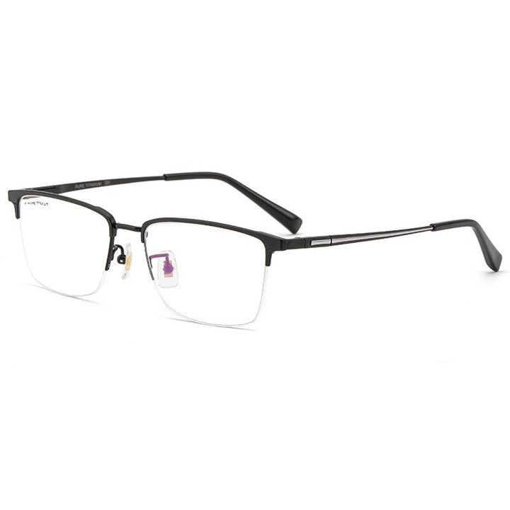 Yimaruili Men's Semi Rim Titanium Frame Eyeglasses 226186 Semi Rim Yimaruili Eyeglasses Black