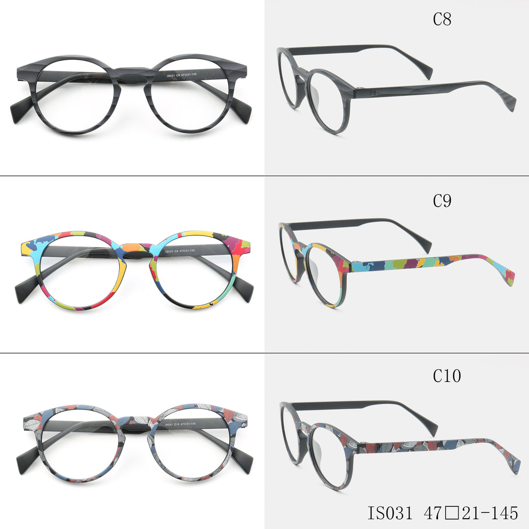 CCspace Unisex Full Rim Round Tr 90 Titanium Frame Eyeglasses 49983 Full Rim CCspace