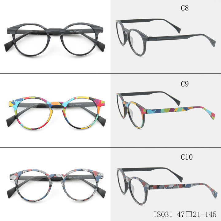 CCspace Unisex Full Rim Round Tr 90 Titanium Frame Eyeglasses 49983 Full Rim CCspace