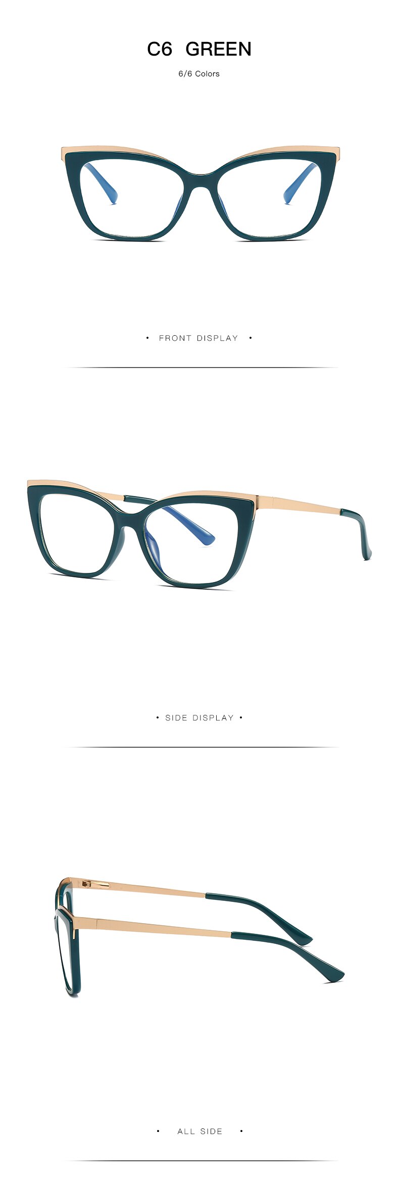 Hotochki Women's Full Rim Cat Eye Alloy Acetate Frame Eyeglasses 2049 Full Rim Hotochki