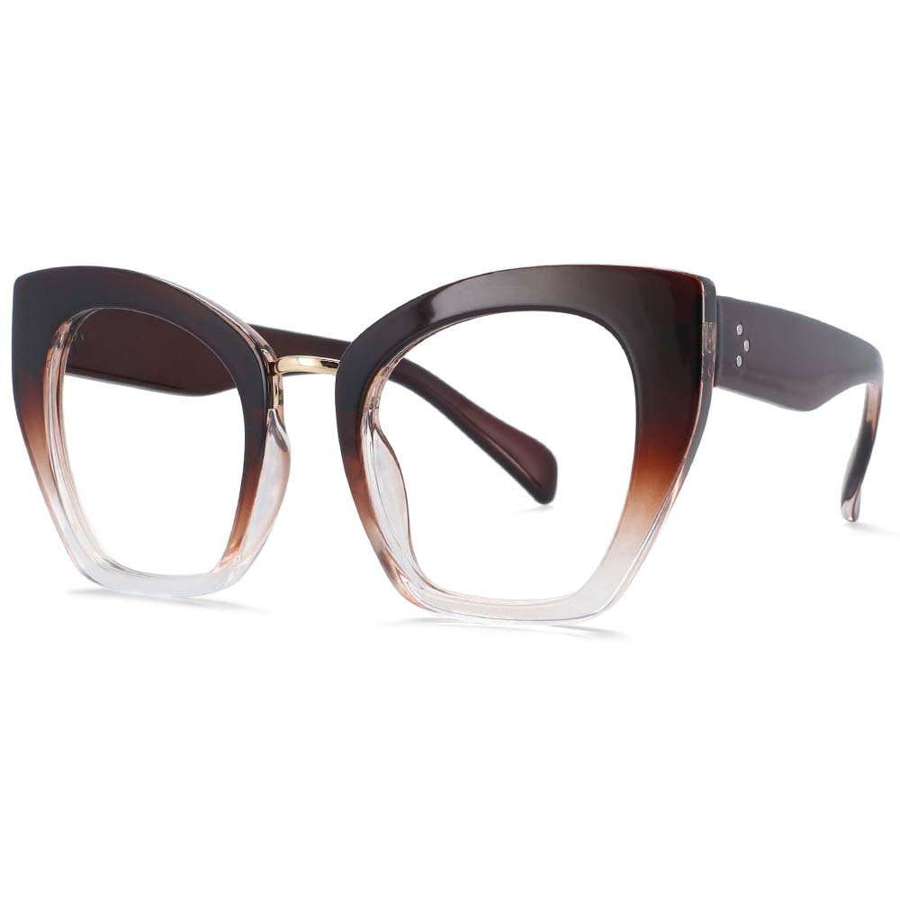 CCspace Unisex Full Rim Oversized Cat Eye Resin Frame Eyeglasses 54045 Full Rim CCspace