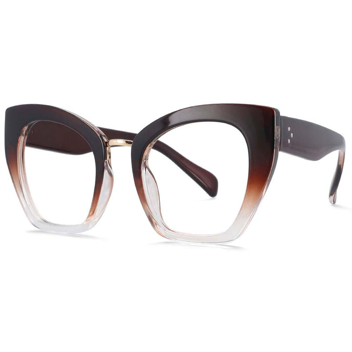 CCspace Unisex Full Rim Oversized Cat Eye Resin Frame Eyeglasses 54045 Full Rim CCspace