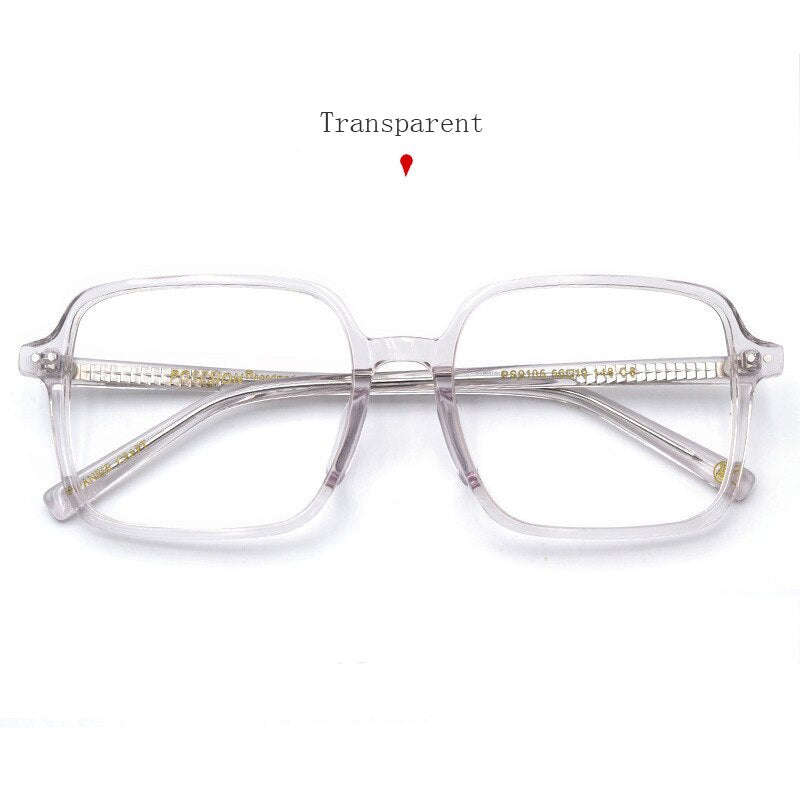 Hdcrafter Women's Full Rim Oversized Square Acetate Frame Eyeglasses Ps9105 Full Rim Hdcrafter Eyeglasses Transparent