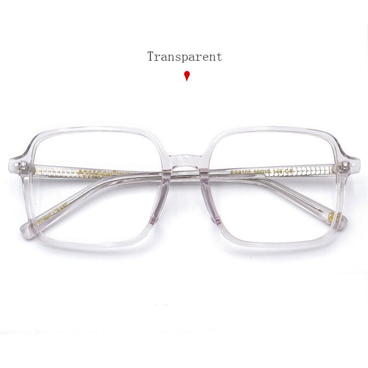 Hdcrafter Women's Full Rim Oversized Square Acetate Frame Eyeglasses Ps9105 Full Rim Hdcrafter Eyeglasses Transparent