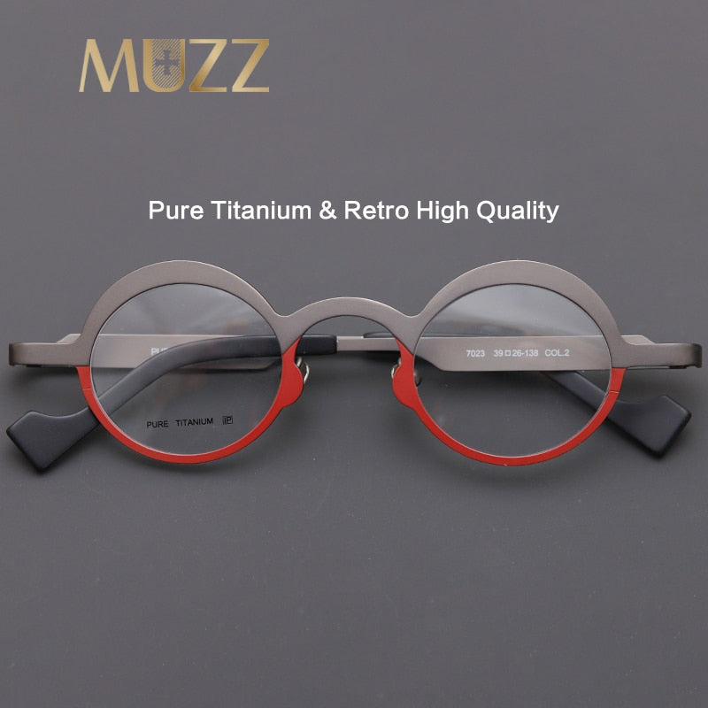Muzz Unisex Full Rim Round Titanium Frame Eyeglasses T7023 Full Rim Muzz