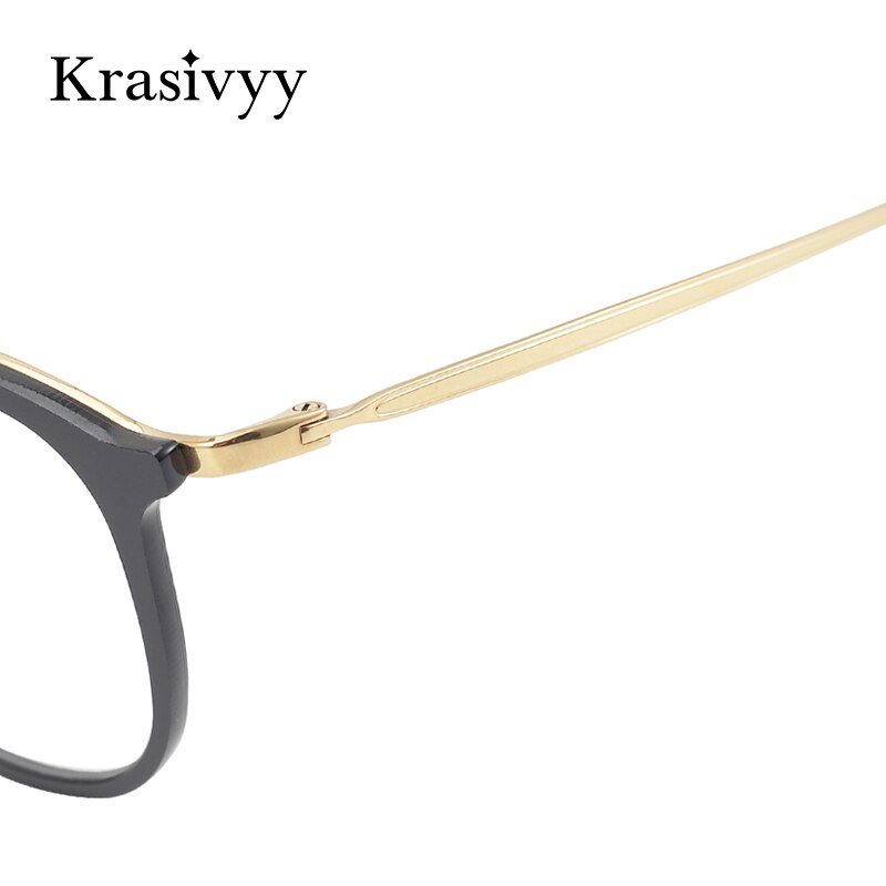 Krasivyy Men's Full Rim Round Square Acetate Titanium Eyeglasses Kr16067 Full Rim Krasivyy   