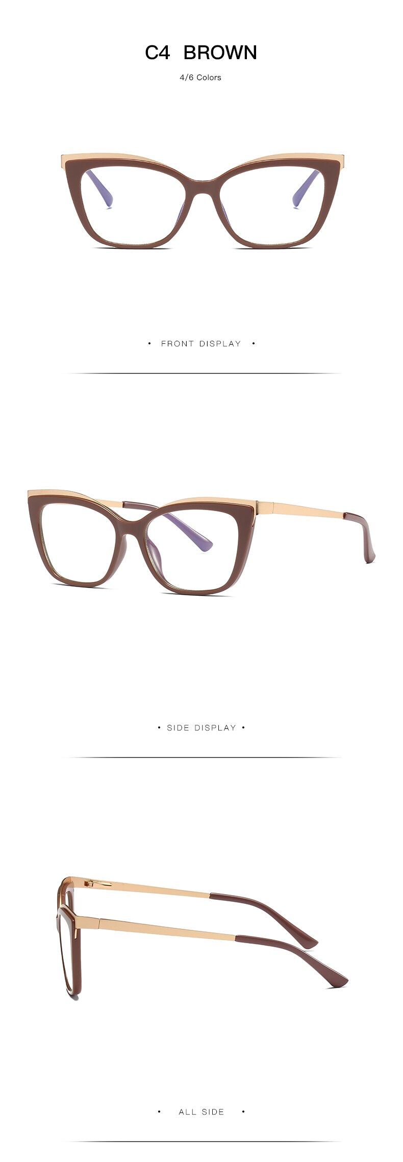 Hotochki Women's Full Rim Cat Eye Alloy Acetate Frame Eyeglasses 2049 Full Rim Hotochki