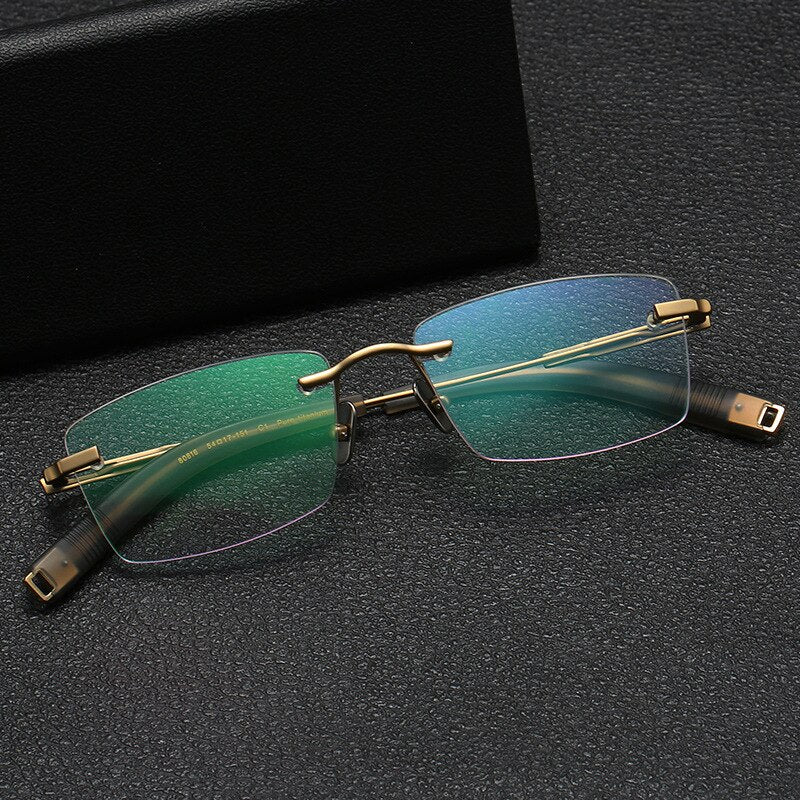 Yimaruili Men's Rimless Square β Titanium Frame Eyeglasses 80816 Rimless Yimaruili Eyeglasses