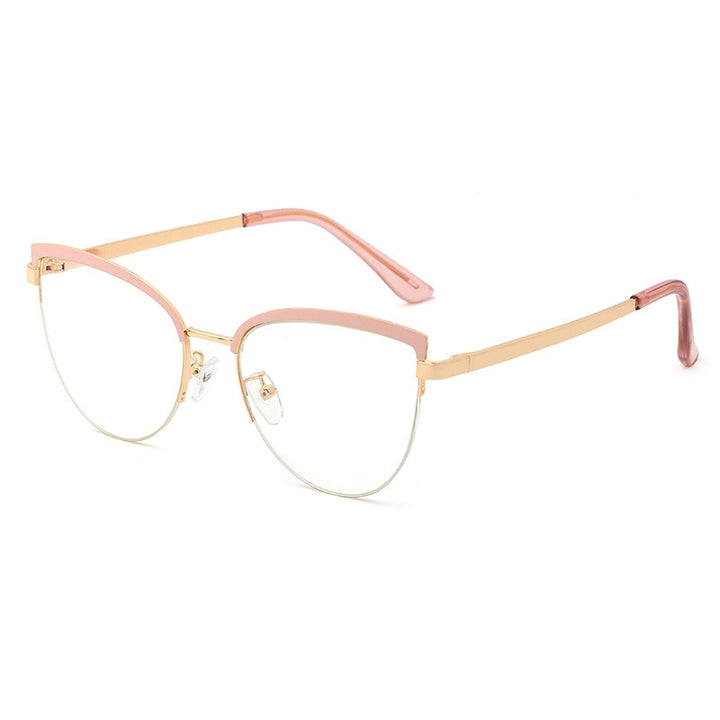 Hotony Women's Full Rim Cat Eye Alloy Frame Eyeglasses 95679 Full Rim Hotony Pink