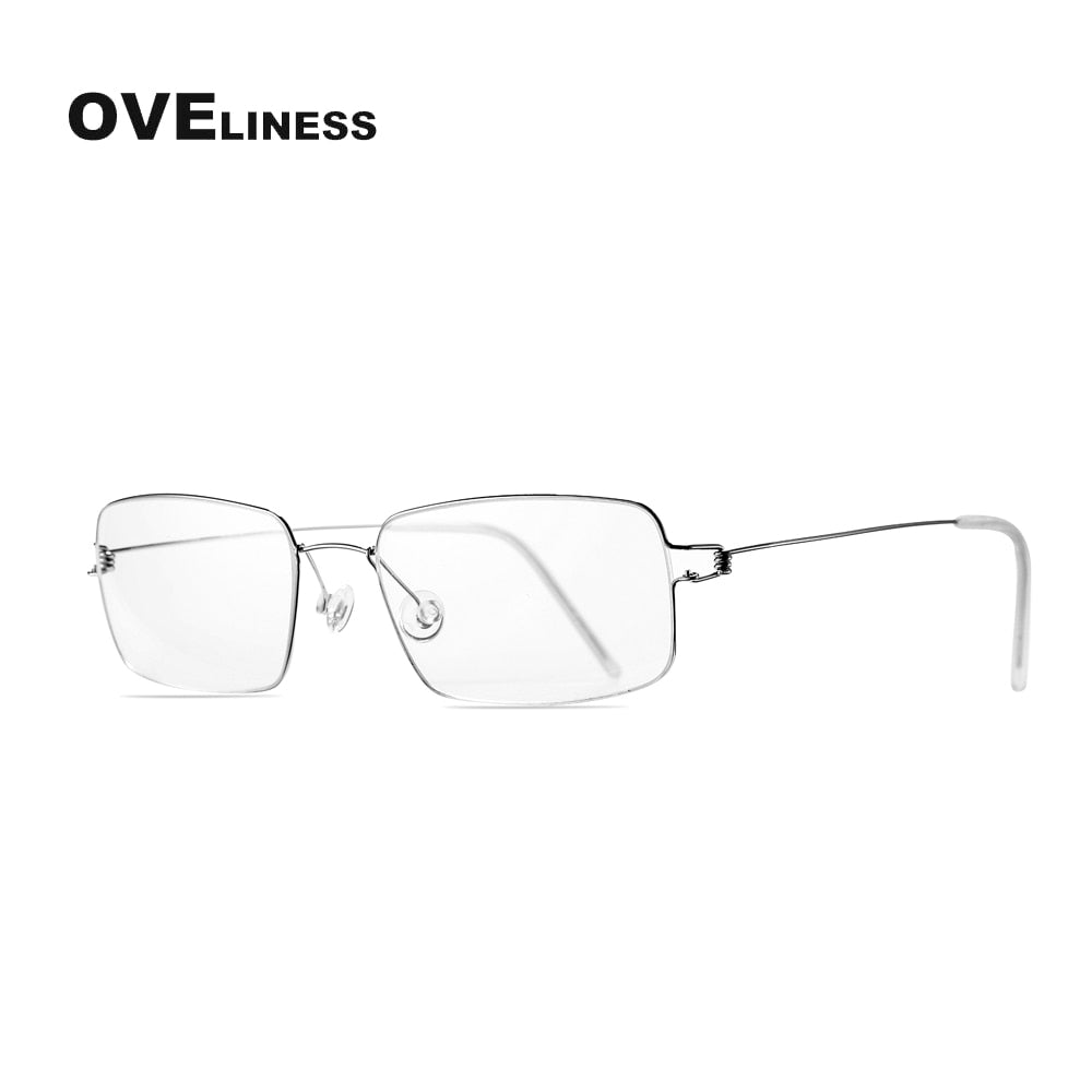 Oveliness Unisex Full Rim Square Screwless Titanium Alloy Eyeglasses Full Rim Oveliness silver