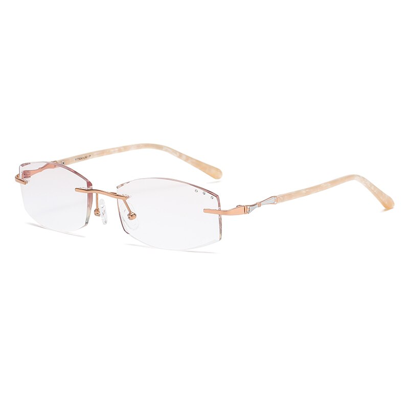 Zirosat 9150 Women's Eyeglasses Titanium Rimless Eyewear Diamond Trimmed Rimless Zirosat golden diamond cut