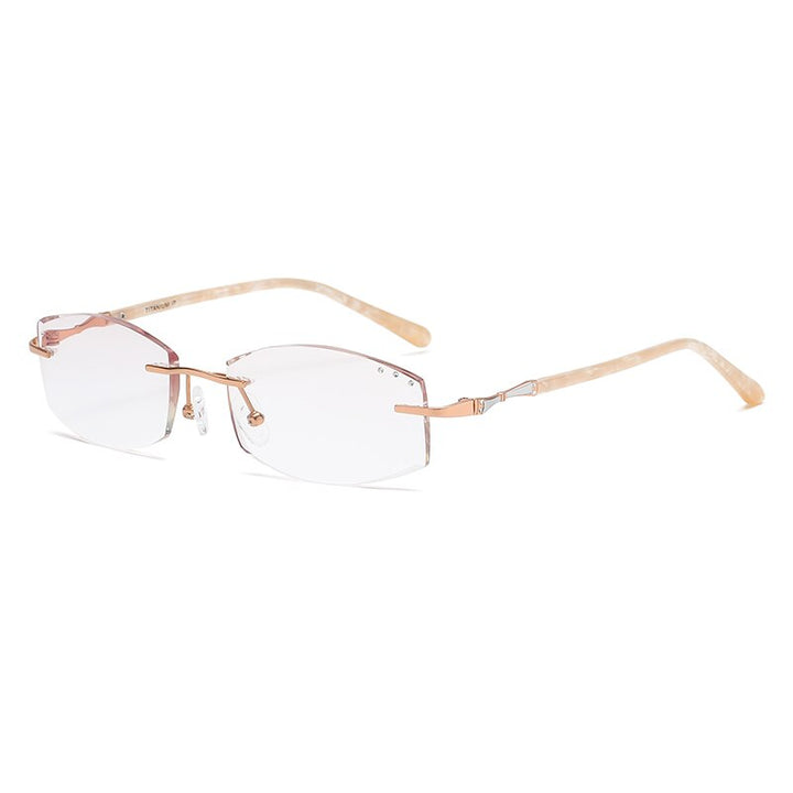 Zirosat 9150 Women's Eyeglasses Titanium Rimless Eyewear Diamond Trimmed Rimless Zirosat golden diamond cut