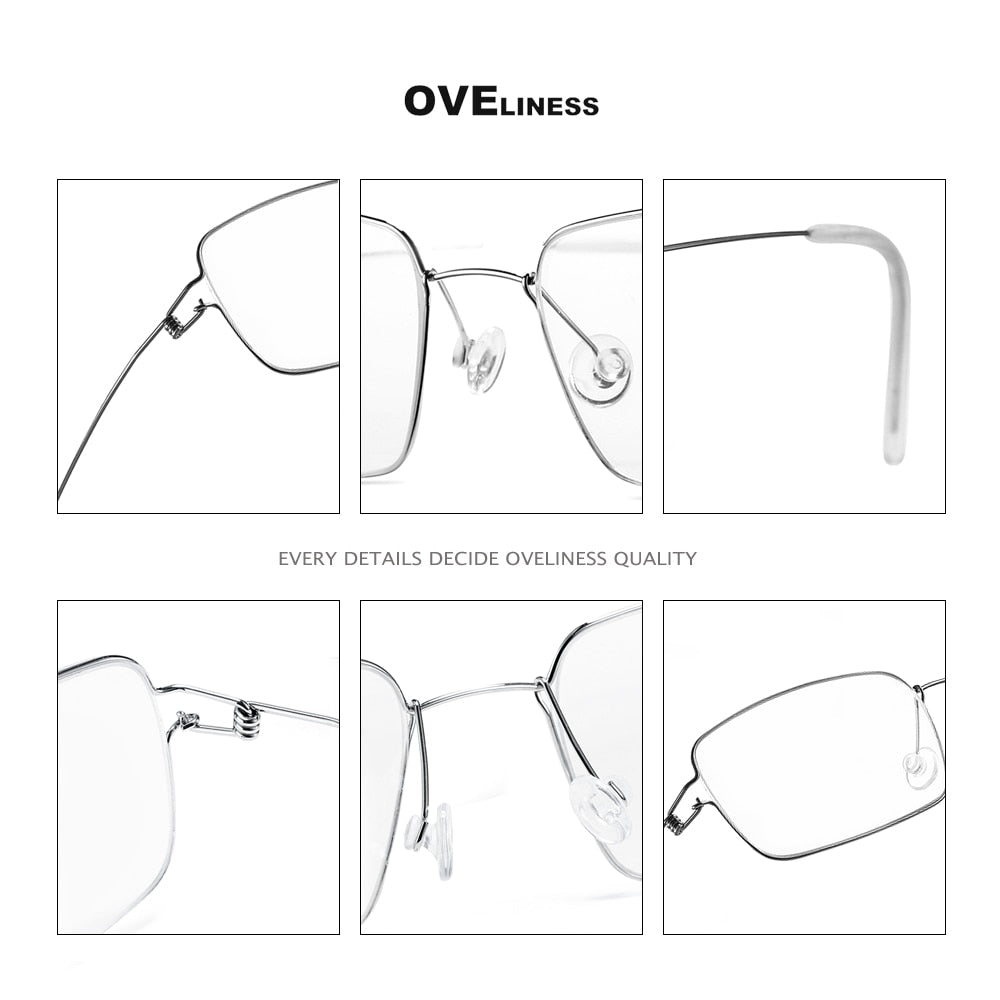 Oveliness Unisex Full Rim Square Screwless Titanium Alloy Eyeglasses Full Rim Oveliness