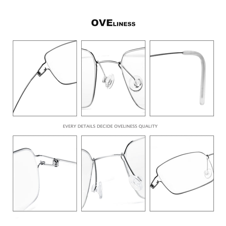 Oveliness Unisex Full Rim Square Screwless Titanium Alloy Eyeglasses Full Rim Oveliness