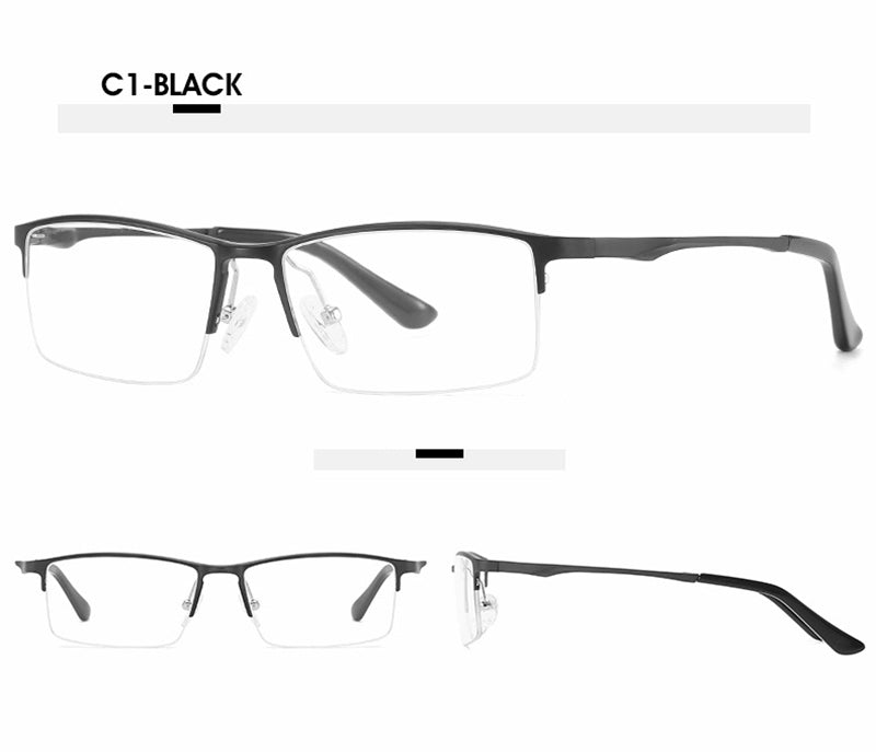 Hotony Unisex Semi Rim Rectangle Alloy Frame Eyeglasses 6263 Semi Rim Hotony