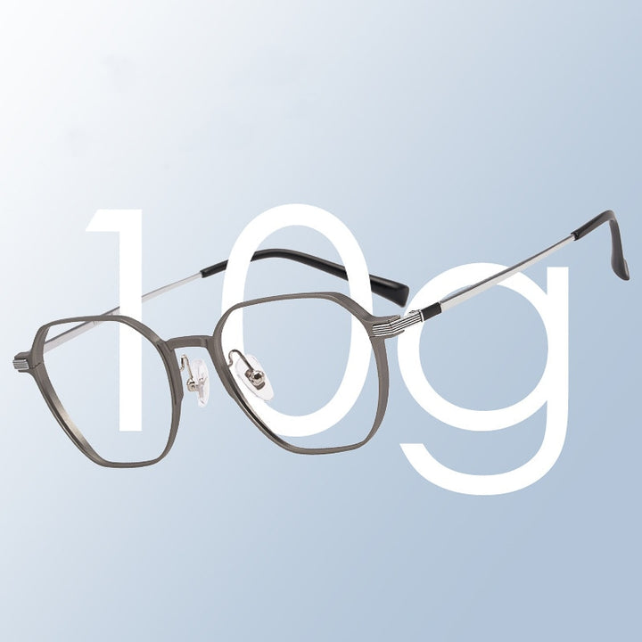 Yimaruili Unisex Full Rim Aluminum Magnesium Polygonal Frame Eyeglasses 5052 Full Rim Yimaruili Eyeglasses