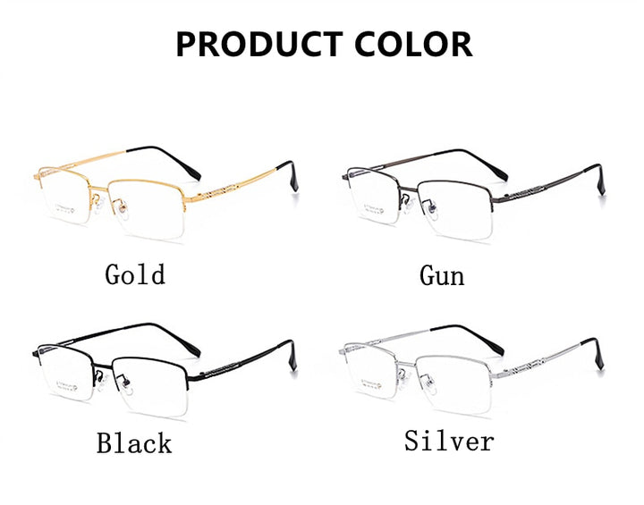 Yimaruili Men's Semi Rim β Titanium Frame Eyeglasses 1052 Semi Rim Yimaruili Eyeglasses