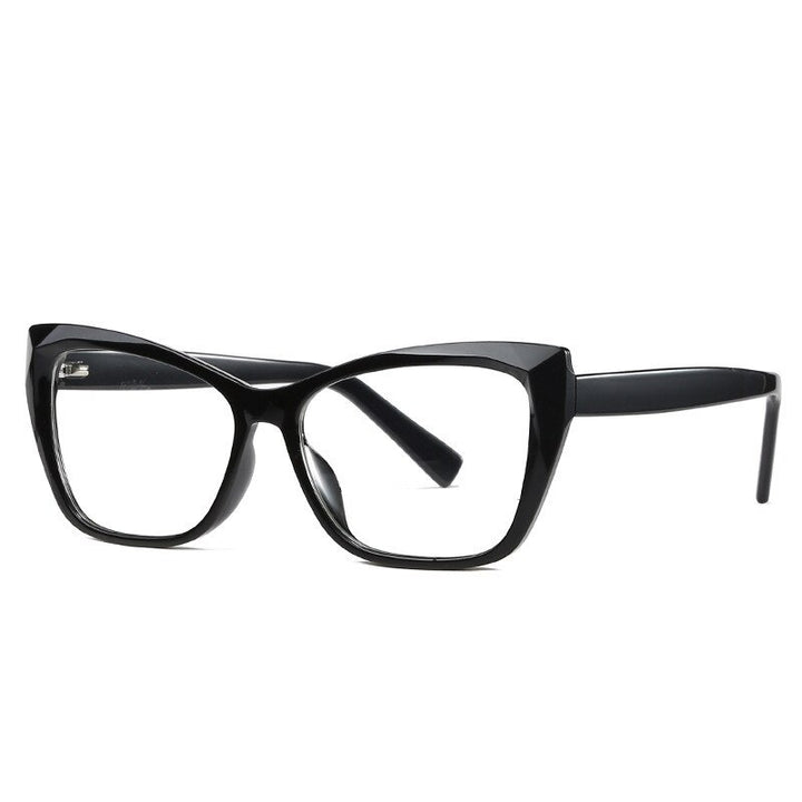 Chashma Women's Full Rim Cat Eye Alloy Acetate Eyeglasses 2002 Full Rim Chashma Bright Black