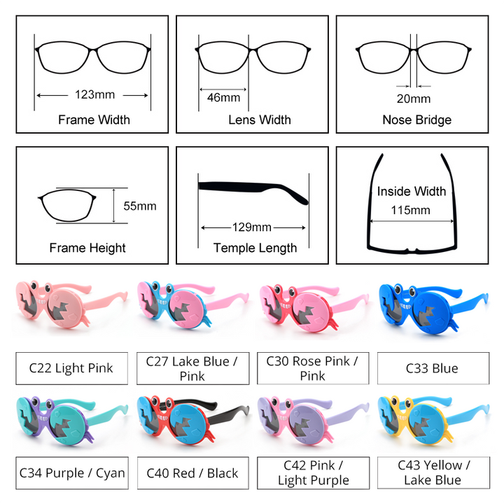 Ralferty Kids' Sunglasses Cartoons Crab Flip Up Unbreakable K8265 Sunglasses Ralferty