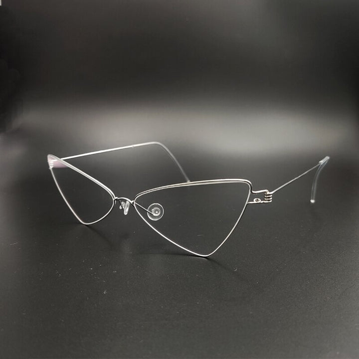 Yujo Women's Full Rim Cat Eye Triangle Stainless Steel  Eyeglasses Y049 Full Rim Yujo