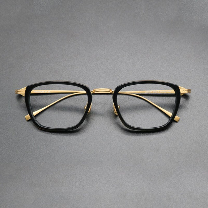 Gatenac Unisex Full Rim Square Acetate Titanium Frame Eyeglasses Gxyj548 Full Rim Gatenac 1
