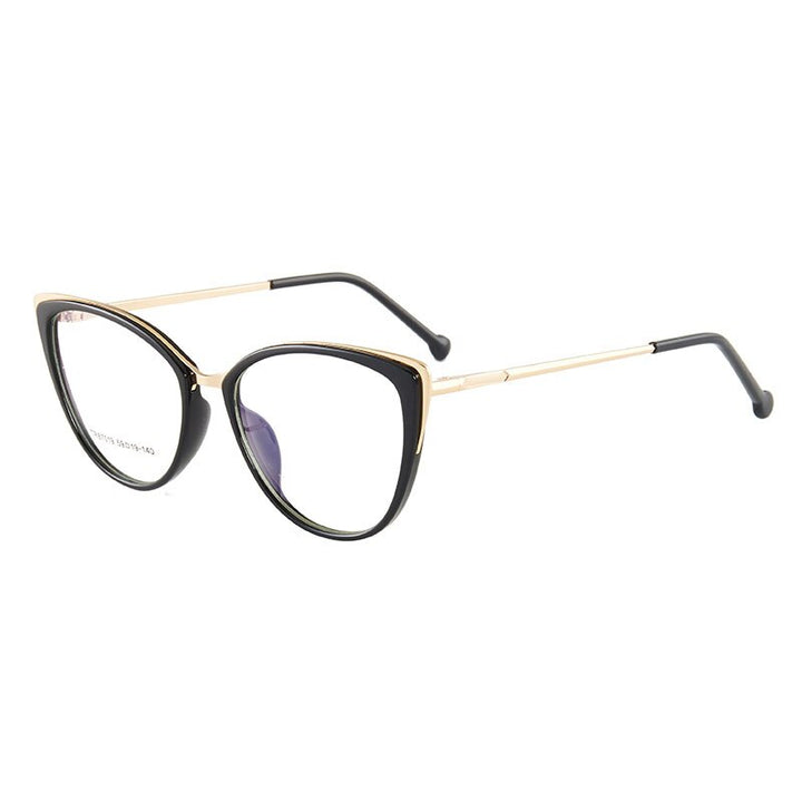 Hotony Women's Full Rim Cat Eye TR 90 Resin Alloy Frame Eyeglasses 7019 Full Rim Hotony Черный