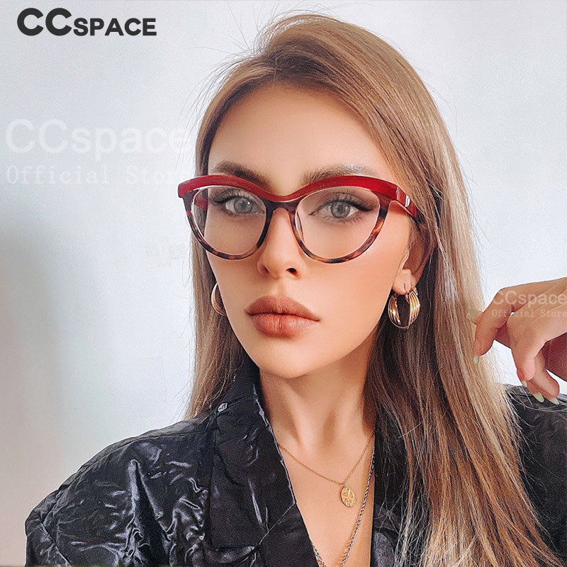 CCspace Women's Full Rim Square Brow Line Cat Eye Resin Frame Eyeglasses 45490 Full Rim CCspace