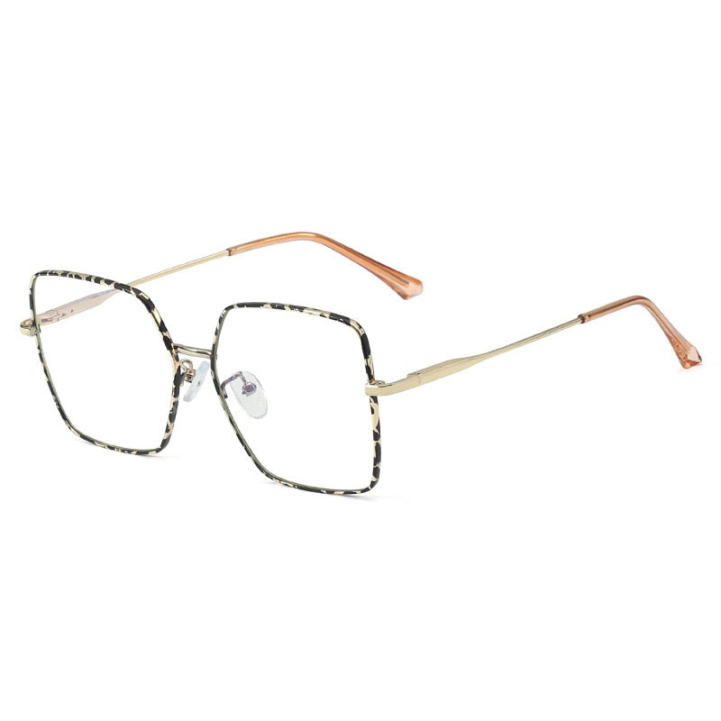 CCspace Unisex Full Rim Square Alloy Frame Eyeglasses 48241 Full Rim CCspace C4Leopard
