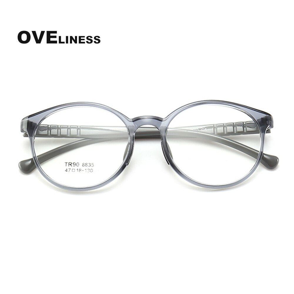 Oveliness Children's Unisex Full Rim Round Tr90 Titanium Eyeglasses 8835 Full Rim Oveliness grey